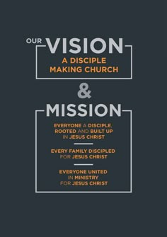 the front cover of our vision, a bible making church and mission book with an image of