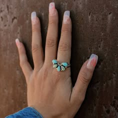 Utterly O B S E S S E D with this beautiful ring! Ahhh-mazing hand-made Blue Kingman Turquoise, Green Mexican Turquoise, or White Buffalo stacker ring made in Sterling Silver with 5 hand-cut stones of your choice. Look so awesome with every ring we've tried it on so far! Western Ring Stack, Simple Turquoise Jewelry, Green Turquoise Jewelry, Western Wedding Jewelry, Turquoise Tiara, Western Engagement Rings, Turquoise Wedding Jewelry, Turquoise Tuesday, Real Turquoise Jewelry