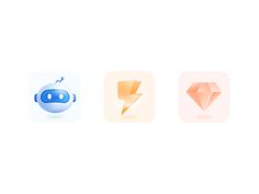 three different app icons, one with headphones and the other with an origami