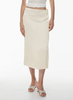 ELIXIR SATIN SKIRT | Aritzia Glossier Look, Midi Pencil Skirt, Coastal Grandmother, Slip Skirt, Midi Skirt Pencil, Quiet Luxury, Satin Skirt, Everyday Luxuries, Beautiful Skirts