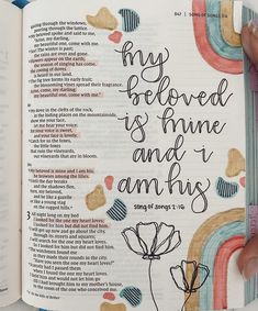 an open bible with the words, my beloved is home and i am his