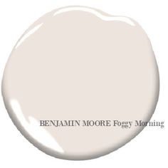 a white paint with the words benjamin moore fogy morning on it