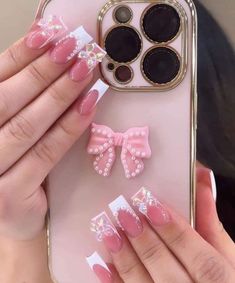 Nails Inspo Pink, Pink Bling Nails, Coquette Nails, Press Nails, Halloween Acrylic, Retro Nails, Square Nail, Halloween Acrylic Nails, Chic Halloween