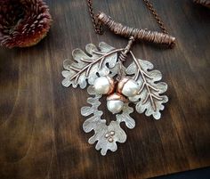 Oak Leaf Jewelry, Copper Electroforming, Leaf Jewelry, Unique Pendant, Nature Jewelry, Artistic Jewelry