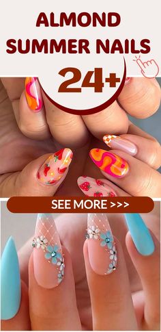 Get your nails ready for summer with the hottest trends of 2024! From vibrant neon shades and tropical designs to pastel hues and chic nail art, find the perfect summer nail ideas to make your manicure pop. Click to explore the best polishes and tools available on Amazon, read reviews, and shop your favorites. Shine bright this summer with stunning nails! 💖 #SummerNails #NailArt #2024Trends 🌸🛍️ Winter Almond Nails, Neon Coral Nails, Confident Personality, Almond Nails Designs Summer, Blue French Tips, Short Almond Nails, Coral Nails