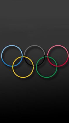 three olympic rings on a black background with one red, one blue and one green