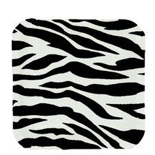 a black and white zebra print square shaped placemat on top of a white surface