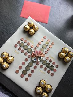 a table topped with lots of different types of chocolates