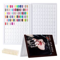 PRICES MAY VARY. Luxury and High Quality: Leather cover book shape color chart for 308 different colors False Nail Tips: come with 360 squoval false nail art tips to fill the Nail color sample book up Perfect Slot: easy to inserted the color tips in the slots and perfect fit Multi-purpose: both for professional salon use or practicing nail art painting skills Great tool for displaying UV gel/gel nail polish color collections Features: Size: 38.5*25*3 For UV Gel color display, can display 308 dif Book Chart, Book Shape, Nail Display, Color Tips, Book Fashion, Gel Nail Polish Colors, Polish Display, Painting Skills, Nail Gel Polish