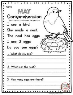 a worksheet for reading the letter m with an image of a bird and eggs