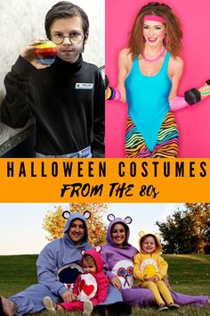 halloween costumes from the 50's and 70's are featured in this collage