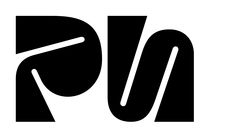 black and white logo with the letter pn on it's left side, in front of a white background