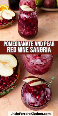 A fall twist on the traditional sangria, this sparkling pear and pomegranate sangria is mixed with pear simple syrup, pomegranate juice, and fresh pear slices that is not only delicious, but gorgeous too! Pear Simple Syrup, Pear Syrup, Pomegranate Sangria, Red Sangria Recipes, Red Wine Sangria, Halloween Drinks Alcohol, Wine Sangria, Fall Fun Food, Red Pear