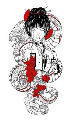 тату дракон япония манга аниие Female Side Tattoo Ideas, Small Asian Style Tattoo, Japanese Art Style Tattoo, Lilith Sleeve Tattoo, Feminine Demon Tattoo, Anime Pinup Tattoo, Japanese Tattoo Art Draw, Japanese Tattoo Art Dragon, Anime Style Tattoos