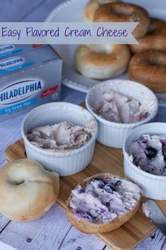 an assortment of desserts on a table with doughnuts