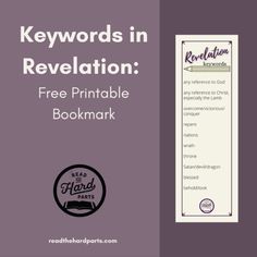 a bookmark with the words keywords in revelation free printable bookmark