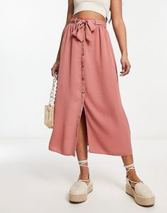 Skirt by ASOS DESIGN Lower-half looks High rise Tie waist Button-up front Regular fit Tie Up Midi Skirt, Button Up Midi Skirt, Apple Body Type, Mid Length Skirts, Women Helping Women, Suit Up, Casual Street Style, Office Fashion, Summer Essentials