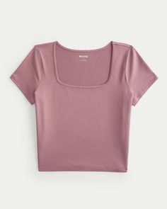 Hollister Style, Pink Square, Fabric Squares, Baby Tee, Nice Tops, Cute Tops, Square Neckline