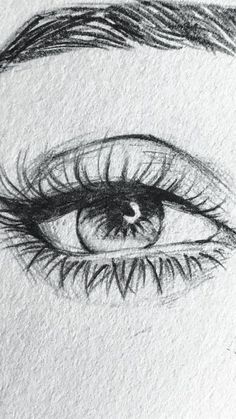 a drawing of an eye with long lashes