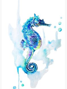 a watercolor painting of a sea horse