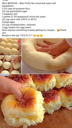 a collage of photos showing different types of pastries and doughnuts, with instructions for how to make them