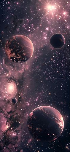 an image of planets in the sky with stars