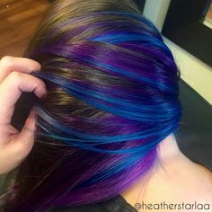 Blue Hair Highlights, Underlights Hair, Peekaboo Hair, Violet Hair, Top Hairstyles, Hair Collection, Rainbow Hair, Grunge Hair, Hair Today