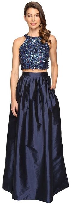 Adrianna Papell Beaded Crop Dress Boxy Crop Top, Ball Skirt, Long Formal Dress, Prom Long, Sequin Crop Top, Crop Dress, Full Length Skirts, Adrianna Papell Dresses, Adrianna Papell