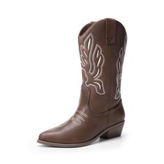 PRICES MAY VARY. 1.37-Inch Heel: These women’s Western boots elevate your look with the comfortable heel, providing a stylish lift without compromising comfort. These boots are ideal for adding just the right amount of height to your Western ensemble. Classic Western Design: Embrace timeless Western charm with the pointed toe and embroidered detailing. These cowgirl boots capture the essence of the Wild West with eye-catching patterns that enhance your unique style. Comfortable Interior: Enjoy c Barn Dance, Western Design, Cowboy Boots Women, Comfortable Heels, Mid Calf Boots, Cowgirl Boots, Mid Calf, Western Boots, Boot Shoes Women