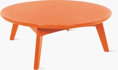 an orange coffee table with two legs