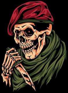 a skeleton wearing a red bandana and holding a green leaf in his hand,