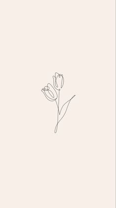 a single line drawing of two tulips on a beige background with the word love written below it