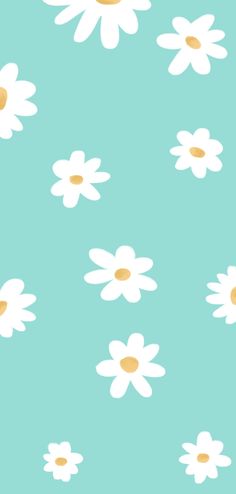 a blue background with white daisies on it