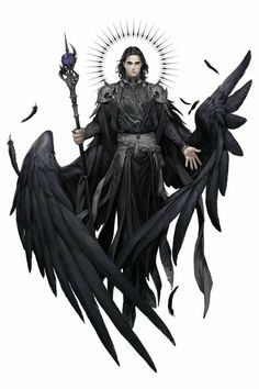 Dnd Demon Lord, Fallen Aasimar Dnd, Norse Hel, Fallen Angel Character Design, Fallen Angel Design, Necromancer Dnd, Fallen Aasimar, Dark God, Lord Of The Mysteries