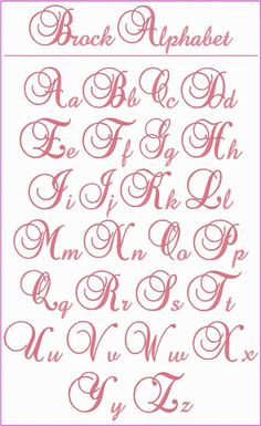 the upper and lowercase letters are hand drawn in red ink on white paper with pink border