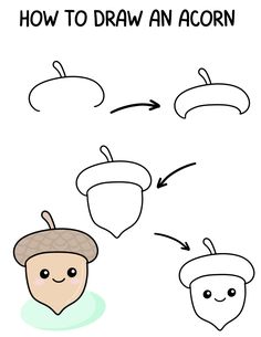 how to draw an acorn