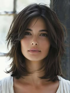 Medium Length Bob With Layers And Bangs, Haircuts With Bangs Round Face, Shoulder Length Hair For Round Faces, Shaggy Shoulder Length Hair, Mama Haircut, Masc Hair, Shoulder Length Hair With Bangs, Medium Shaggy Hairstyles, Shoulder Length Haircuts