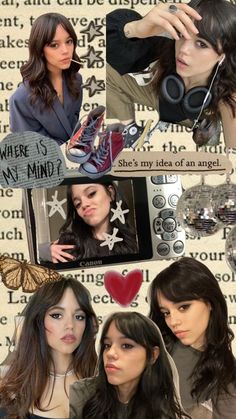 the collage shows two girls with headphones on