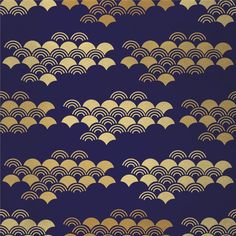 an art deco style wallpaper with gold and blue waves on dark blue background by corbi