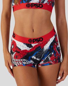 Womens Spider-Man Underwear | PSD® Spiderman Pjs Women, Psd Sets Women, Spider Man Pants Pjs, Psd Boxers Women, Spider Man Boxers, Psd Shorts, Psd Womens Boxers