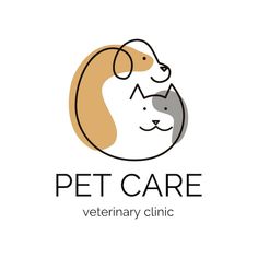 the logo for pet care with a dog and cat hugging each other's head