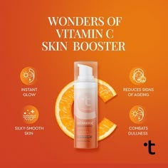 an advertisement for vitamin c skin booster