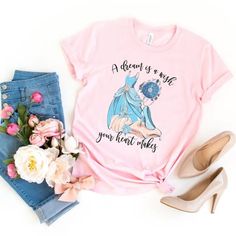 A Dream Is A Wish Your Heart Makes Shirt Cinderella Shirt, Disney Princess Shirts, Unicorn Mom, Tshirt Collection, Princess Shirt, Disney World Shirts, Disney Tees, Beach Shirts, Direct To Garment Printer