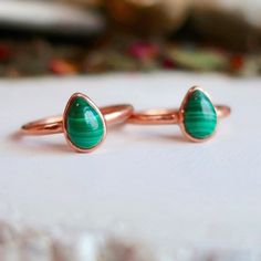 Malachite Teardrop Copper Ring - Blackbird & Sage Malachite Ring, Bright Copper, Malachite Rings, Malachite Stone, Copper Ring, Santa Fe Nm, Everyday Rings, Copper Rings, Copper Finish