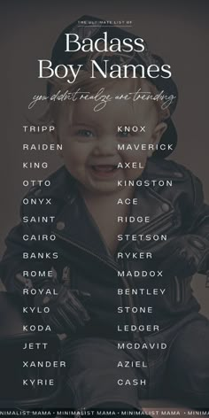 Searching for unique baby names and meanings to add to your baby names list? These are the BEST baby boy names in 2023 that are totally edgy, badass, tough - but still super wearable and cool. Baby Girls Names, English Boy Names, Western Baby Names, Edgy Baby, Cool Boy Names, Meaningful Baby Names, Studera Motivation