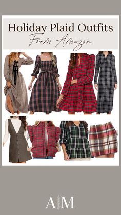 Shop our Influencers' top picks on Amazon Winter Christmas Dress, Old Fashioned Clothes, Party Outfit Christmas, Maxi Dress Fall, Mini Skirt Plaid, Holiday Party Outfit Christmas, Plaid Maxi Dress, Santa Earrings, Plaid Dress Vintage