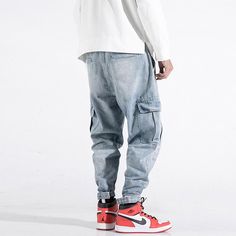 Men Jeans Fashion Streetwear Wash Loose Fit Harem Jeans – Kidenhouse Men Jogger Jeans, Harem Jeans, Harem Pants Men, Ripped Jeans Men, Ankle Length Jeans, Mens Fashion Jeans, Style Cargo, Fashion Tights, Jeans Fashion