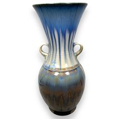 Bill Campbell Pottery Flower Vase Multicolor Flambe Drip Glaze Art Deco 12" Tall" **Good Preowned Condition. There Are No Chips Or Cracks, But The Vase Does Have Crazing Throughout, As Seen In The Last Two Pictures** - Bill Campbell Pottery Drip Glaze Handled Vase - Beautiful Glaze With Blue, Purple, Brown, Beige, And White With Nice Transitions Between Colors - Signed For Shoe Listings, The Original Box Isn’t Included Unless Specified. For Clothing Listings, Garment Measurements Can Be Found In Bill Campbell Pottery, Bill Campbell, European Pottery, Pottery Flower Vase, Vases Pottery, Pottery Flower, Art Deco Vases, Deco Vase, Art Deco Vase