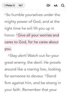 the text on this page reads, so humble yourself under the mighty power of god, and at the right time he will lift you up in honor