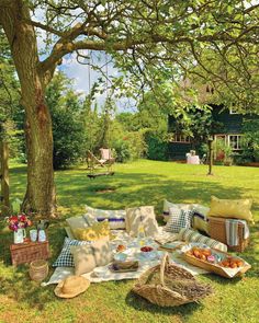 a picnic in the shade of a tree